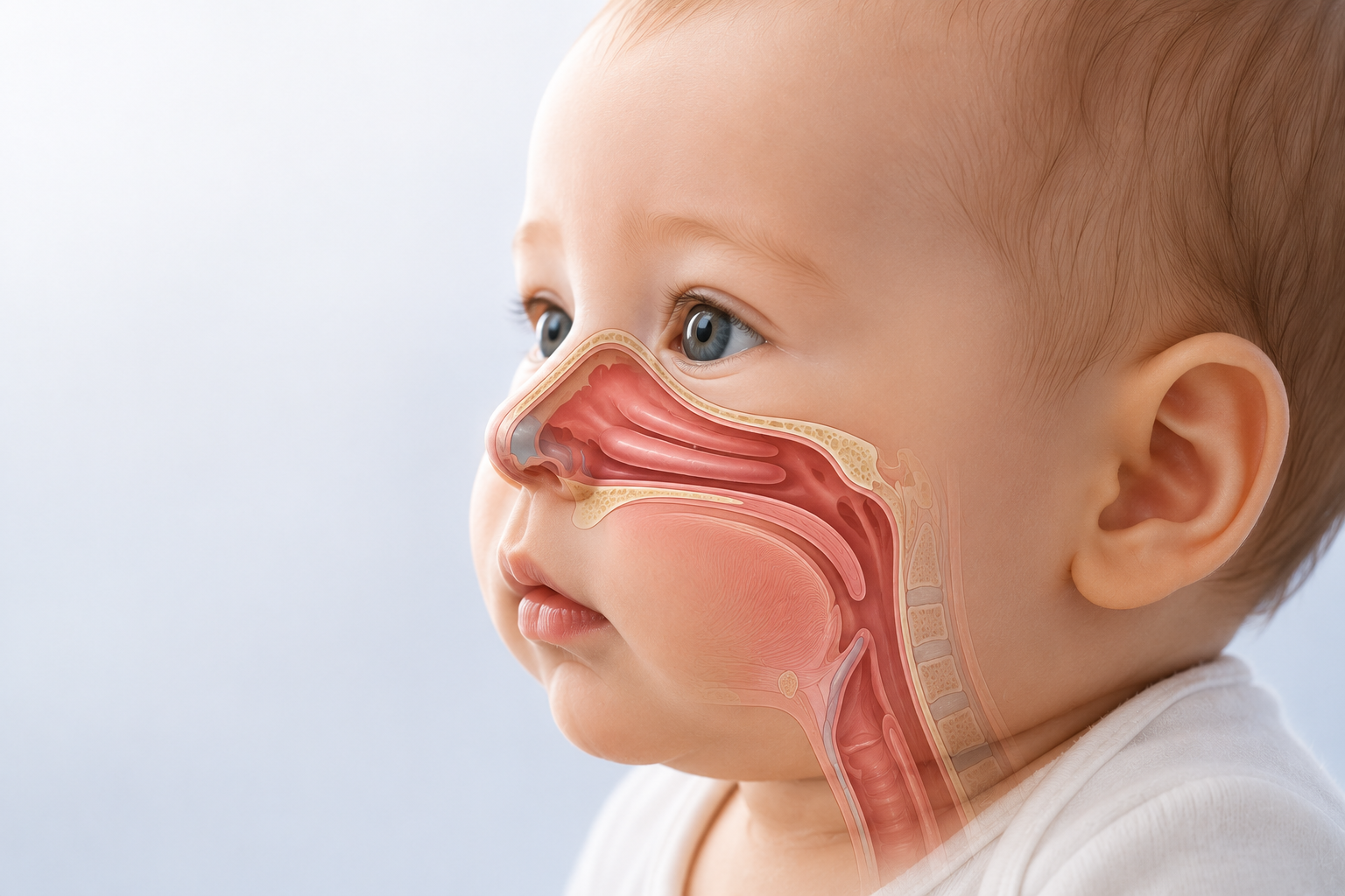 Bebê com nariz entupido — sinal de alerta da bronquiolite